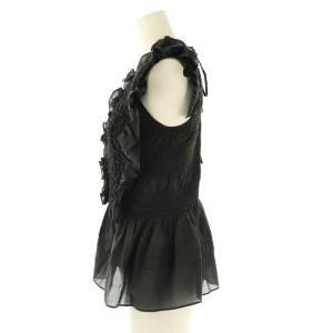 FRAY I.D 23AW シャーリングフリルブラウス ノースリーブ F ブラック /DF OS SH