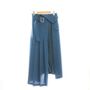 23SS メタルコンビハーフプリーツスカート マキシ ロング 1 紺 ネイビー 143244003 /AT