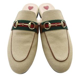 GUCCI プリンスタウン キャンバス サンダル スリッパ 36 べージュ 577264