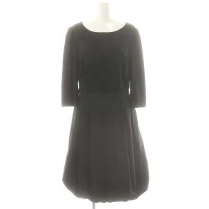 リボン付きドッキングワンピース 膝丈 46 XXL 黒 ブラック /SY OS