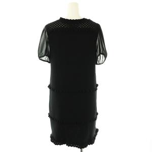 TO BE CHIC シフォンスリーブ ニットワンピース 膝丈 半袖 IV XL 黒 ブラック /SY OS