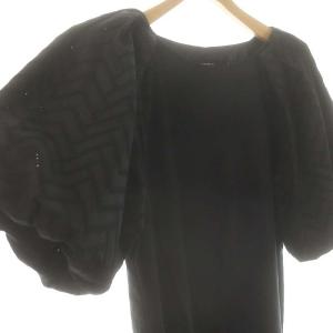 UNTITLED 洗える リネン混 ボリューム袖ロング 五分袖ワンピース 2 M 黒 ブラック /SY OS