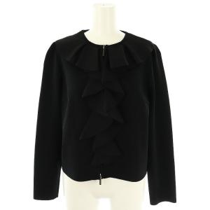 フリルニットジャケット 42 L 黒 ブラック /SY OS