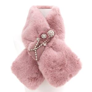 TO BE CHIC タグ付き ティペット フェイクファー リボン ビジュー ピンク /AE