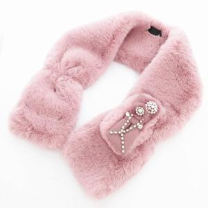TO BE CHIC タグ付き ティペット フェイクファー リボン ビジュー ピンク /AE