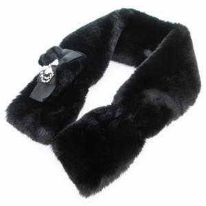 TO BE CHIC タグ付き ティペット フェイクファー リボン ビジュー 黒 ブラック /AE