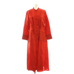 レーヨンシルクフロントギャザーデザインワンピース 32 レッド