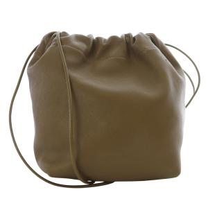 巾着 ドローストリング ショルダーバッグ ロゴ 茶色 ブラウン /SR33