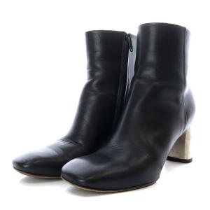 CELINE フィービー期 BAMBAM メタルヒール ショートブーツ ハイヒール スクエアトゥ レザー 35.5 ブラック