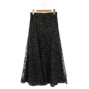 24AW チュール刺繍スカート フレア ロング 0 S 黒 ブラック /SY OS
