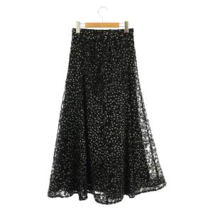 SNIDEL 24AW チュール刺繍スカート フレア ロング 0 S 黒 ブラック /SY OS