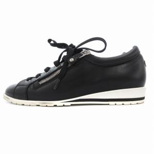 GINZA Kanematsu ローカットスニーカー シューズ サイドジップ 23.5?p 黒 ブラック /AE