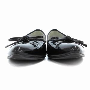 GINZA Kanematsu フラットシューズ パンプス リボン ポインテッドトゥ 23.5?p 黒 ブラック /AE