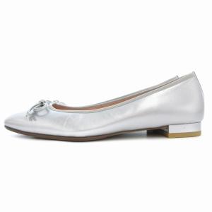 GINZA Kanematsu バレエシューズ パンプス リボンモチーフ ラウンドトゥ 23.5?p シルバーカラー /AE