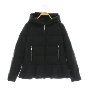 裾フリル ダウンジャケット ジップアップ 36 黒 ブラック /AT OS