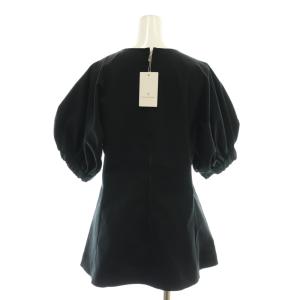 UNITED ARROWS タスラン ステッチ ギャザー5SLブラウス 五分袖 F 黒 ブラック 1516-199-5172 /AT