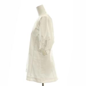 UNITED ARROWS タスラン ステッチ ギャザー5SLブラウス 五分袖 F 白 ホワイト 1516-199-5172 /AT