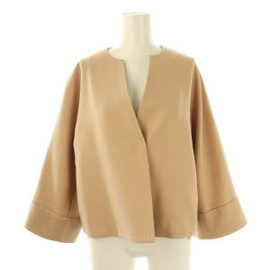 M-Premier ノーカラーワイドスリーブジャケット スカート セットアップ スーツ 36 ベージュ /ES OS