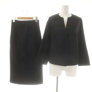 スーツ セットアップ ノーカラーワイドスリーブジャケット タイトスカート 36 ブラック /DF OS