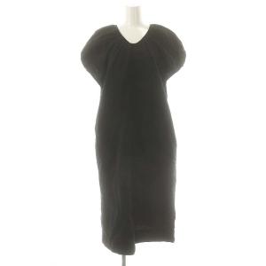 23SS Puff Sleeve Dress ワンピース マキシ ロング 半袖 36 黒 ブラック /AT