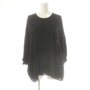 サスティナブルコットンナイロン ワイドプルオーバー カットソー 五分袖 S 黒 ブラック /AT OS
