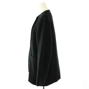 SLOBE IENA スイビダブルクロスノーカラーダブル前コート アウター ノーカラー ウール 38 黒 /NR OS
