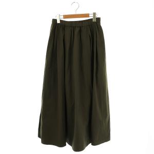 23AW タッサークロスタックギャザースカート ロング フレア ナイロン 38 カーキ /NR OS