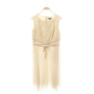 レース 切替 ワンピース ノースリーブ 膝丈 2 M ベージュ /SY OS