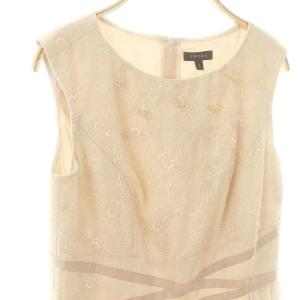 TOCCA レース 切替 ワンピース ノースリーブ 膝丈 2 M ベージュ /SY OS