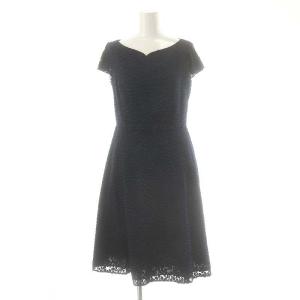 SEA ANEMONE ドレス ワンピース ひざ丈 フレンチスリーブ 2 紺 ネイビー /AT OS