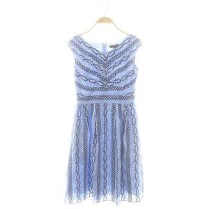 総柄刺繍 ワンピース 膝丈 0 S ライトブルー /SY OS