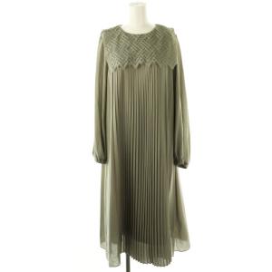 刺繍ヨークプリーツドレス ワンピース 38 グレー /MI OS