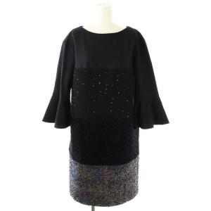 マルチジャージワンピース ウール 36 黒 マルチカラー /MI OS
