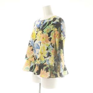 Diagram GRACE CONTINENTAL 花柄 フリル ブラウス 七分袖 36 黒 ブラック /AT OS