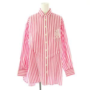 LB.03 イニシャルエンブロイダリービッグシャツ ストライプ 長袖 1 ピンク ホワイト /DF OS