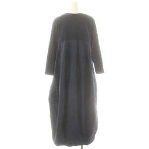 BEARDSLEY 23SS 半袖 コクーン マルワンピース 2 紺 /MI OS