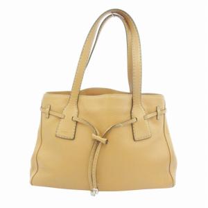 トートバッグ リボン レザー 茶 ブラウン /HO