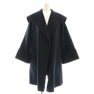 23AW SUPER140s メルトンショールカラーコート 38 ネイビー