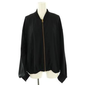 トリコットギャザースリーブブルゾン ジャケット ジップアップ 38 ブラック /HK OS