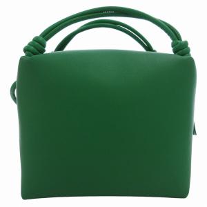 美品 ノットハンドルキューブミニショルダーバッグ 2WAY 手提げ 斜め掛け レザー 緑 グリーン /FF