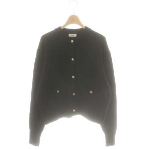 ダブルフェイスニットカーディガン ウール 黒 /MI OS
