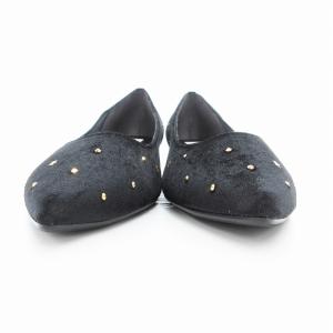 Le Talon 美品 フラットシューズ スタッズ ポインテッドトゥ 25cm 黒 ブラック /UO