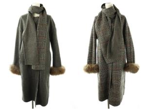 GRACE CONTINENTAL ポンチョ風トリミングコート チャコール S ポンチョ風トリミングコート （その他アウター）｜GRACE CONTINENTAL