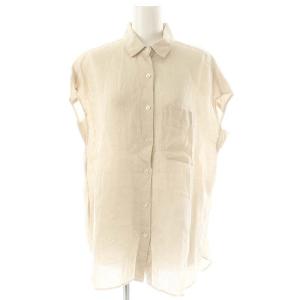 vingt-trois LIBECO フレンチスリーブ シャツ ブラウス 前開き リネン 38 ベージュ