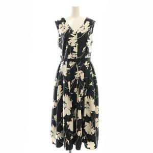 25SSバイカラーボタニカルドレス ワンピース 36 ブラック