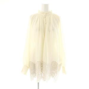 25SS ヘムレースギャザートップ ブラウス 長袖 36 アイボリー /HK OS