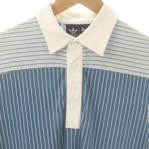 adidas Originals BOGEY BOYS 23SS ストライプポロシャツ 半袖 J/L ブルーグレー ホワイト /ES OS