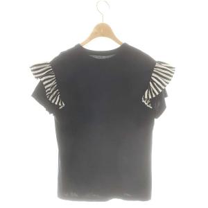 BORDERS at BALCONY フリルTシャツ カットソー 36 紺 黒 白 /MI OS SH