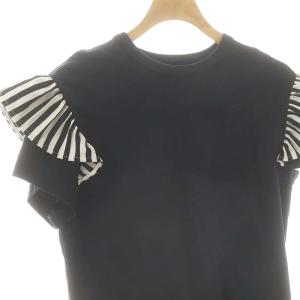 BORDERS at BALCONY フリルTシャツ カットソー 36 紺 黒 白 /MI OS SH