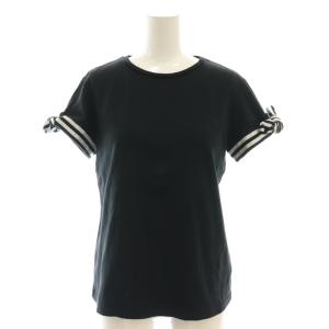 RIBBON TEE リボンカットソー 半袖 36 黒 ブラック /AT OS SH